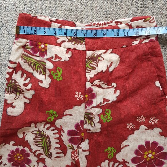 Zara Red and White Wide-Leg Linen Pants - Picture 7 of 13